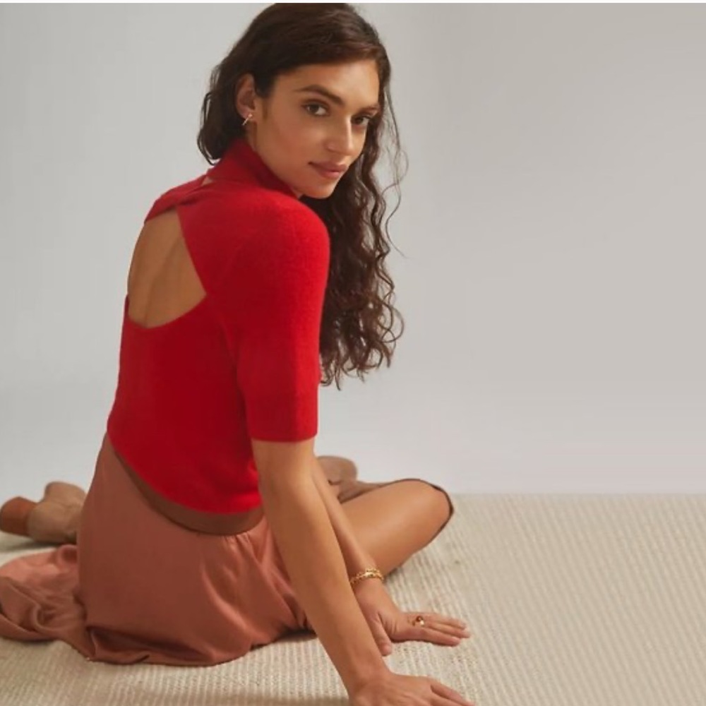 ANTHROPOLOGIE | Maeve | Open-Back Turtleneck Cashmere Sweater